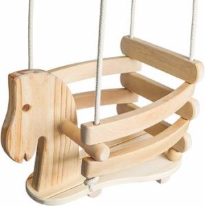 7. Wooden Horse Toddler Baby Swing Set – F