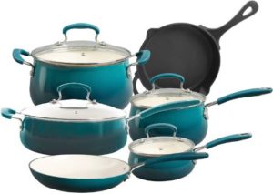 #4. The Pioneer Woman Classic Belly 10-Piece Cookware Set