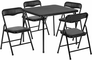 1. Flash Furniture Kids Folding Table and Chair Set, 5 Piece, Black