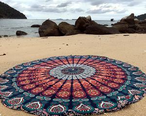 4. raajsee Round Beach Tapestry Mandala Throw, Boho Blanket