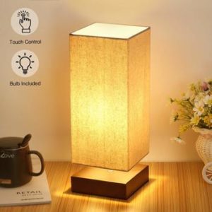7. Touch Control Table Bedside Lamp 3 Way Touch Modern Desk Nightstand Lamp Dimmable with Square Fabric