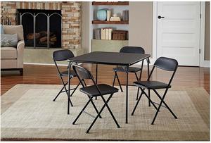 9. Cosco Card Table Set, 5-Piece, Black