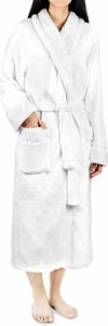 #7. Deluxe Women Fleece bathroom Spa Robe with Satin Trim 