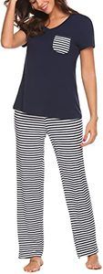 4. Hotouch Womens V-Neck Short Sleeve Pajamas Pants(1)