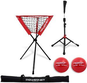 7. PowerNet Coach's Bundle Ball Caddy + Tee + 2 Pack Heavy Weighted Training Balls