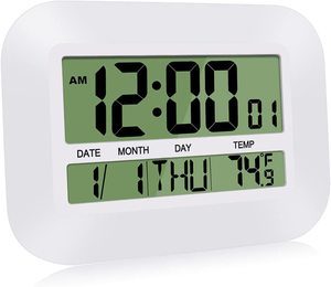 #1. HeQiao Silent Digital Desk Wall Clock Large LCD