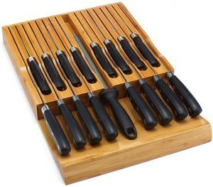 10. In-Drawer Bamboo Knife Block Holds 16 Knives
