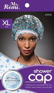 4. Shower Cap - Blue Dot Pattern