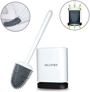10. Sellemer Bathroom Toilet Brush and Holder Set