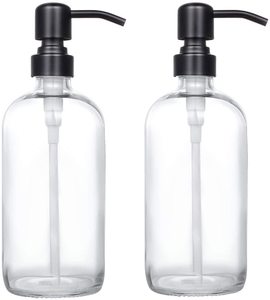 10. Thick Clear Glass Pint Jar Soap Dispenser, 2 Pack