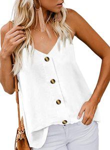 #3. BLENCOT Women's V Neck Strappy Button down Tank 