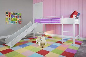 #4. DHP Junior White Twin Metal Loft Bed