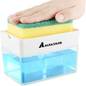 4. Soap Dispenser for Kitchen + Sponge Holder