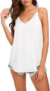 #9. Women's V-Neck White Chiffon Spaghetti Strap Top Cami