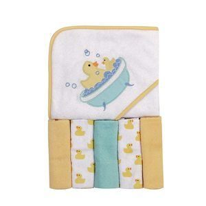 #2 Luvable Friends Unisex Baby Hooded Towel with Five Washcloths