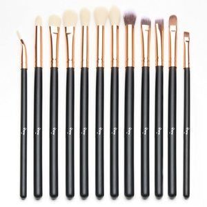 1. Qivange Eye Makeup Brushes Set (12pcs, Black with Rose Gold)