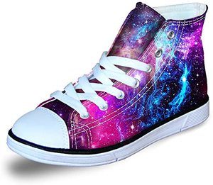 10. Fashion Galaxy Print High Top Lace Up Canvas Shoes
