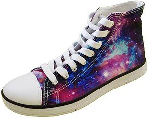 6. FOR U DESIGNS Shiny Glitter Unisex High Top Galaxy Shoes