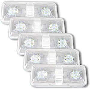 9. Leisure LED RV LED Ceiling Double Dome Light Fixture, 5 Pack