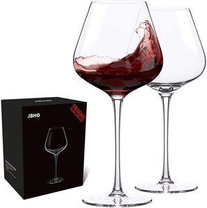 7. Hand Blown Italian Style Crystal Burgundy Wine Glasses