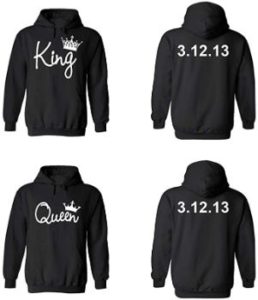 #1 King Queen Couple Hoodies, Custom Dates 