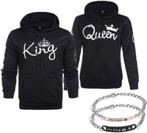 #5 YJQ King Queen Matching Couple Hoodies His 