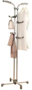 #6. BAOYOUNI Metal Coat Purse Rack Heavy Duty Standing Hall Entryway Tree