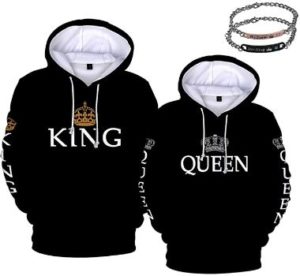 #7 Forlove365 King Queen Hoodies Couple Matching Sweatshirts 
