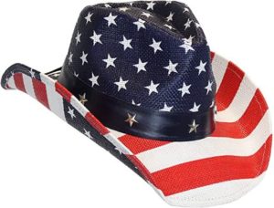 #8 ANGELA & WILLIAM USA American Flag Straw Cowboy Hat Brim