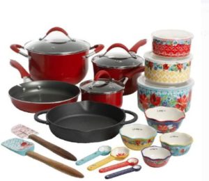#9. The Pioneer Woman Speckled 24-piece Cookware [red]