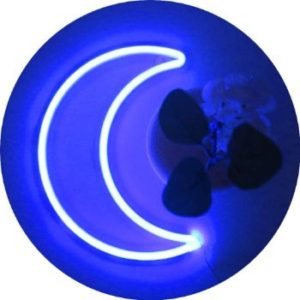 #10 LED Blue Moon Neon Light, Decor Battery 