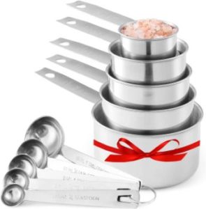 2. Stainless Steel Measuring Cups And Measuring Spoons, 10 pcs