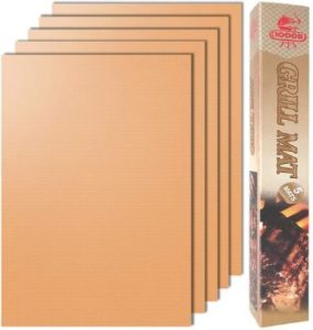 4. LOOCH Non-Stick Copper Grill Mat, Set of 5