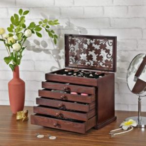 4. SONGMICS Large Jewelry Organizer, Dark Brown