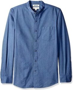 1. Goodthreads Men's Long-Sleeve Band-Collar Oxford Shirt