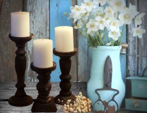 1. Farmhouse Wooden Candle Holders (Set of 3)