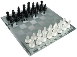 10. Avant-Garde Black Frosted Glass Chess Set