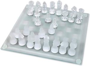 5. The Dreidel Company Elegant Glass Chess Set