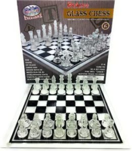 9. Matty's Toy Stop Deluxe Frosted & Clear Glass Chess Set