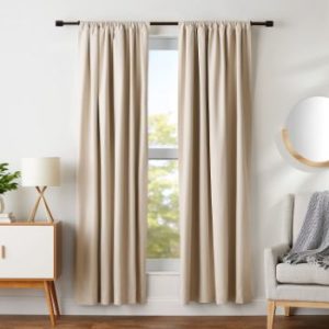 3. AmazonBasics Room Darkening Blackout Window Panel Curtains