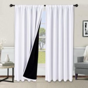 8. WONTEX 100% White Blackout Curtains