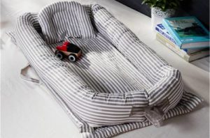 2. Abreeze Grey Striped Baby Lounger for Bed & Bedroom