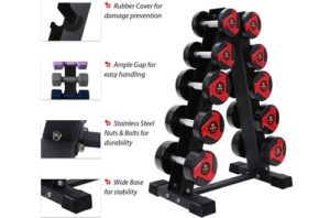 4. Akyen A-Frame Dumbbell Stand – 5-Tier Weight Rack for Dumbbells