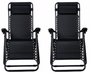 #6. Zero Gravity Chairs Case Of (2) Black Lounge Patio Chairs