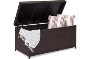 7. Best Outdoor Wicker Patio Deck Storage Box for Cushions, Pillows, Pool Accessories